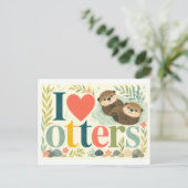 Carte Postale "J'adore les loutres" (Debout devant)