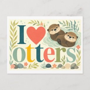 Carte Postale "J'adore les loutres"