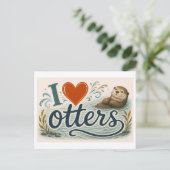 Carte Postale "J'adore les loutres" (Debout devant)