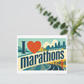 Carte Postale "J'adore les marathons" (Debout devant)