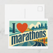 Carte Postale "J'adore les marathons" (Devant / Derrière)