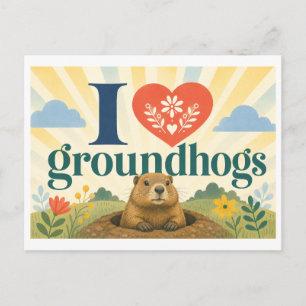 Carte Postale "J'adore les marmottes"