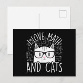 Carte Postale J'adore Les Maths Et Les Chats Mignon Chat Chaton (Devant / Derrière)