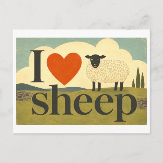 Carte Postale "J'adore les moutons" (Devant)