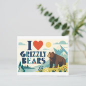 Carte Postale "J'adore les ours grizzlis" (Debout devant)