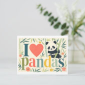 Carte Postale "J'adore les pandas" (Debout devant)