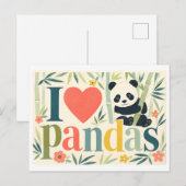 Carte Postale "J'adore les pandas" (Devant / Derrière)
