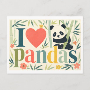 Carte Postale "J'adore les pandas"