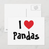 Carte Postale J'adore les pandas (Devant / Derrière)