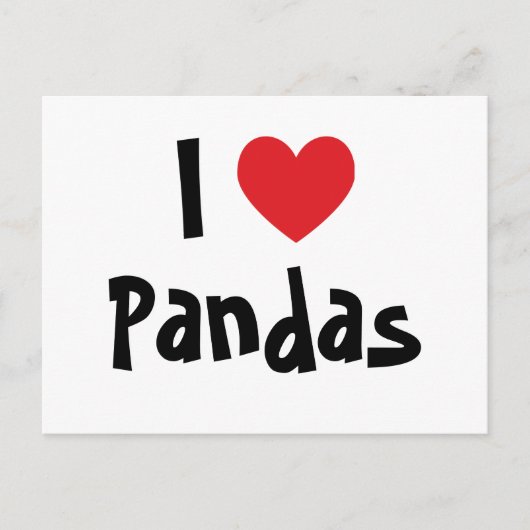 Carte Postale J'adore les pandas (Devant)