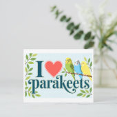Carte Postale "J'adore les perruches" (Debout devant)