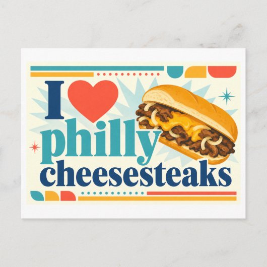 Carte Postale "J'adore les Philly Cheesesteaks" (Devant)