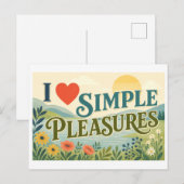 Carte Postale "J'adore les plaisirs simples" (Devant / Derrière)