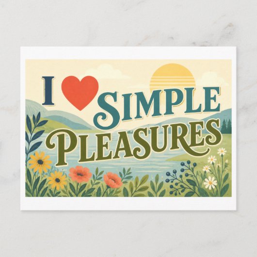 Carte Postale "J'adore les plaisirs simples" (Devant)