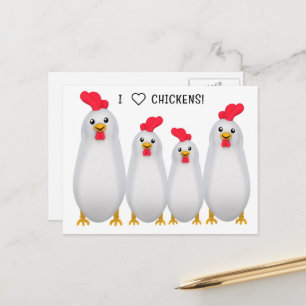 Carte Postale J'adore les poulets !