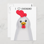 Carte Postale J'adore les poulets ! (Devant / Derrière)