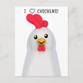 Carte Postale J'adore les poulets ! (Devant)
