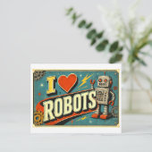 Carte Postale "J'adore les robots" (Debout devant)