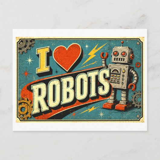 Carte Postale "J'adore les robots" (Devant)