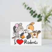Carte Postale J'adore les rongeurs, mignon dessin animé (Debout devant)