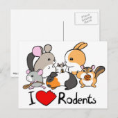 Carte Postale J'adore les rongeurs, mignon dessin animé (Devant / Derrière)