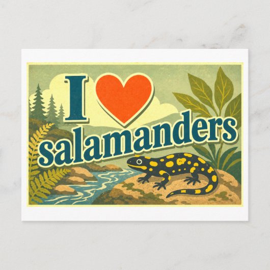 Carte Postale "J'adore les salamandres" (Devant)