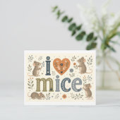 Carte Postale "J'adore les souris" (Debout devant)