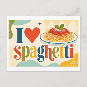Carte Postale "J'adore les spaghettis"