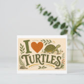 Carte Postale "J'adore les tortues" (Debout devant)