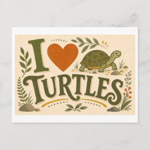 Carte Postale "J'adore les tortues"