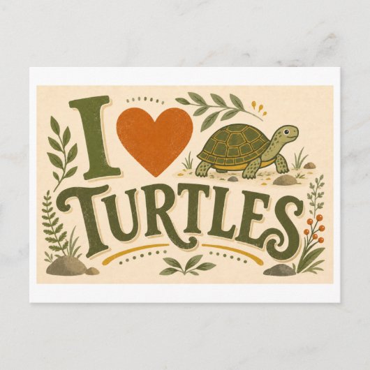Carte Postale "J'adore les tortues" (Devant)