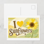 Carte Postale "J'adore les tournesols" (Devant / Derrière)