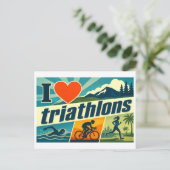 Carte Postale "J'adore les triathlons" (Debout devant)