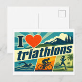 Carte Postale "J'adore les triathlons" (Devant / Derrière)