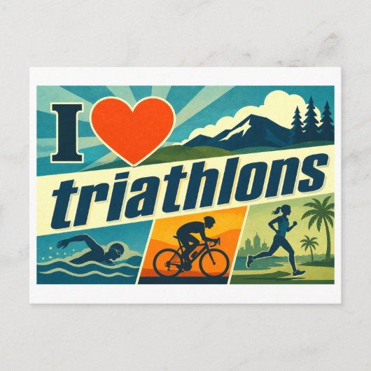 Carte Postale "J'adore les triathlons" (Devant)