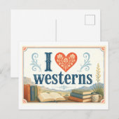 Carte Postale "J'adore les westerns" (Devant / Derrière)