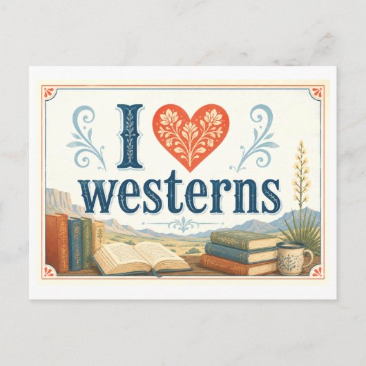 Carte Postale "J'adore les westerns" (Devant)