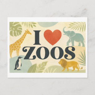 Carte Postale "J'adore les zoos"
