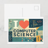 Carte Postale "J'adore l'informatique" (Devant / Derrière)