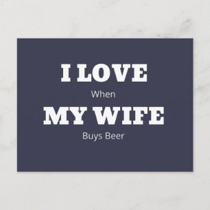 Carte Postale J'ADORE Ma FEMME Drôle Amoureux de la bière