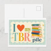Carte Postale "J'adore ma pile de livres à lire" (Devant / Derrière)