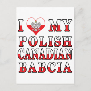 Carte Postale J'adore mon drapeau canadien polonais Babcia