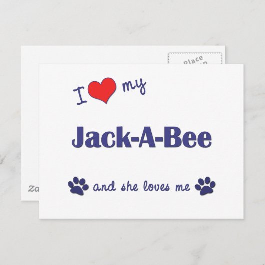 Carte Postale J'adore mon Jack-A-Bee (chienne) (Devant / Derrière)