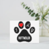 Carte Postale J'adore mon Rottweiler. (Debout devant)