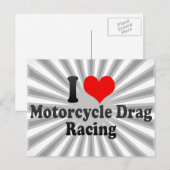 Carte Postale J'adore Motorcycle Drag Racing (Devant / Derrière)