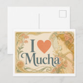 Carte Postale "J'adore Mucha" (Devant / Derrière)