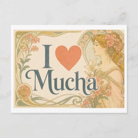 Carte Postale "J'adore Mucha" (Devant)