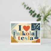 Carte Postale "J'adore Nikola Tesla" (Debout devant)