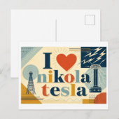 Carte Postale "J'adore Nikola Tesla" (Devant / Derrière)