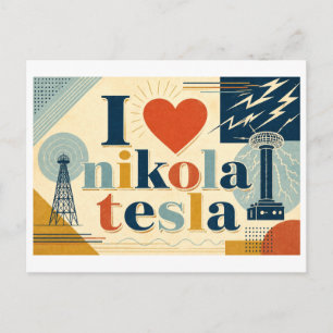 Carte Postale "J'adore Nikola Tesla"